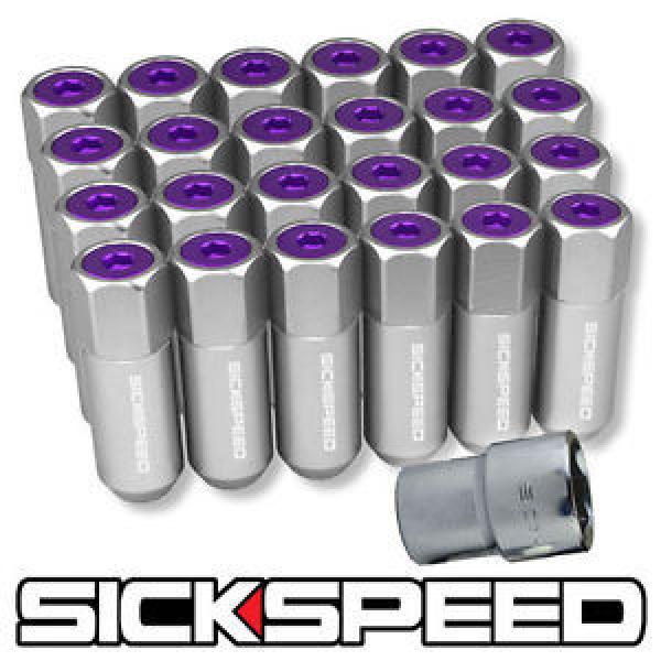 SICKSPEED 24 PC POLISHED/PURPLE CAPPED EXTENDED 60MM LOCKING LUG NUTS 1/2x20 L23 #1 image