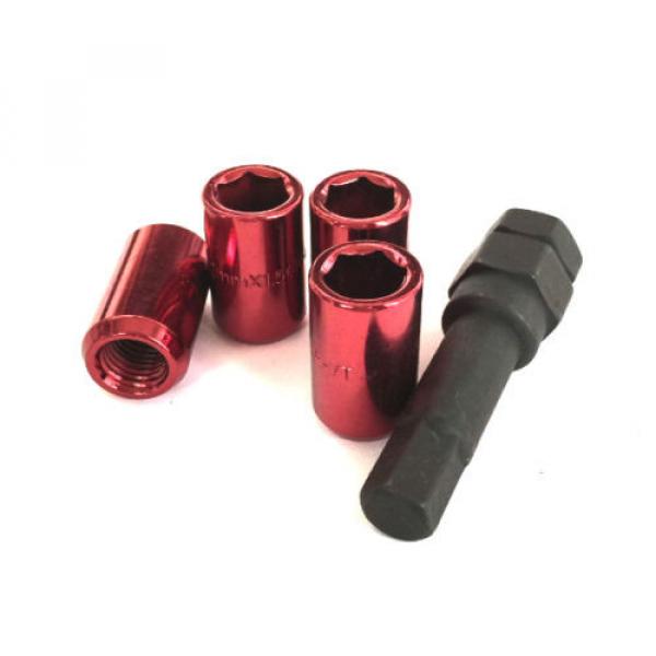 4 Pieces Red Tuner Lugs Nuts | 12x1.25 Hex Lugs | Key Included | Wheel Lock #1 image