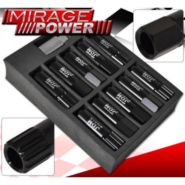 (20 PIECES) UNIVERSAL M12x1.5 ALUMINUM TUNER WHEEL LUG NUTS BLACK + LOCKING KEY #2 image