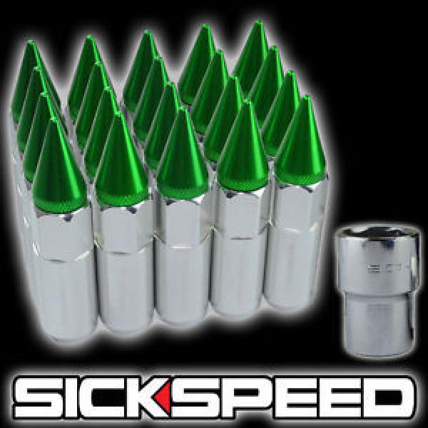 20 POLISH/GREEN SPIKED ALUMINUM EXTENDED 60MM LOCKING LUG NUTS WHEELS 12X1.5 L17 #1 image