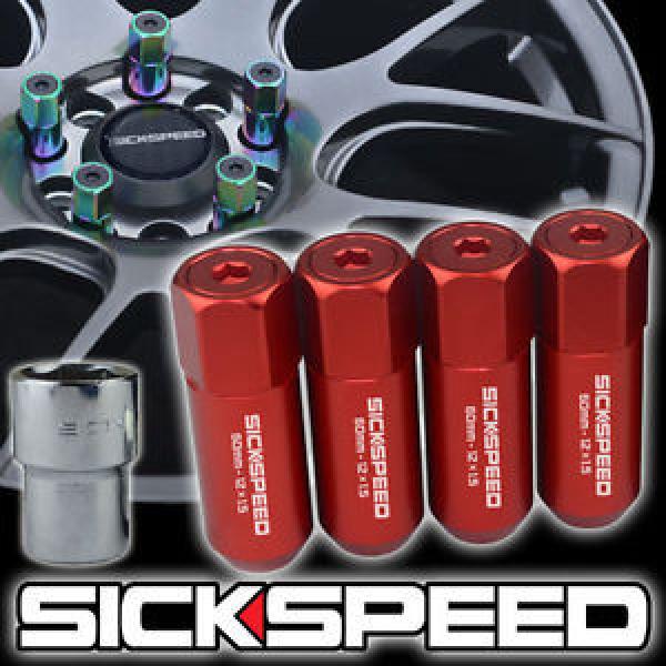 SICKSPEED 4 PC RED CAPS ALUMINUM 60MM LOCKING LUG NUTS WHEELS/RIM 12X1.5 L02 #1 image