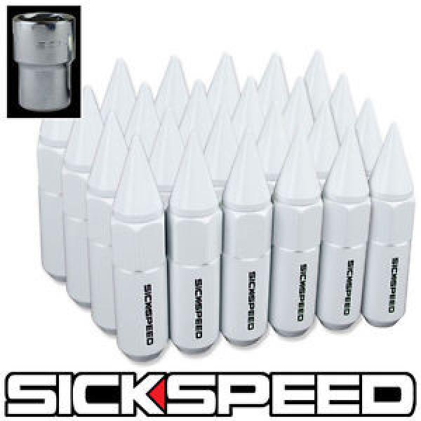 SICKSPEED 24 PC WHITE SPIKED ALUMINUM LOCKING 60MM LUG NUTS WHEELS 12X1.25 L13 #1 image