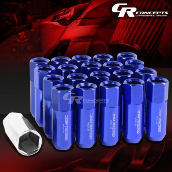 20X RACING RIM EXTENDED ACORN TUNER  WHEEL LOCK LUG NUTS+1X ADAPTER KEY BLUE #1 image