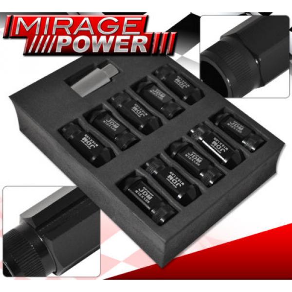 (20 PIECES) UNIVERSAL M12x1.25 ALUMINUM TUNER WHEEL LUG NUTS BLACK + LOCKING KEY #2 image