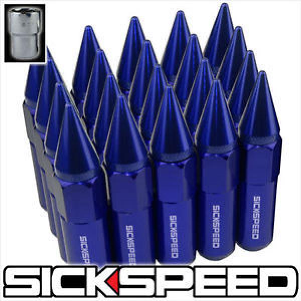 SICKSPEED 20 PC BLUE SPIKED EXTENDED 60MM LOCKING LUG NUTS WHEEL/RIM 14X1.5 L19 #1 image