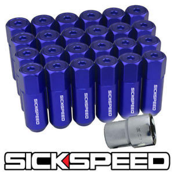 SICKSPEED 24 PC BLUE CAPPED ALUMINUM EXTENDED 60MM LOCKING LUG NUTS 1/2x20 L23 #1 image