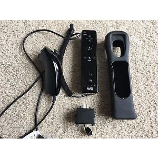Official Nintendo Wii Black Remote + Motion Plus Adapter + Nunchuck + Sleeve #1 image