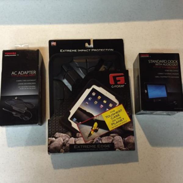 NEW Lot Of 3 Toshiba Tablet AC Adapter, Standard Dock, G-Form Sleeve #1 image