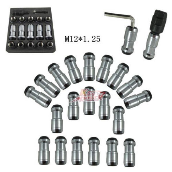 BLACK M12x1.25 STEEL EXTENDED DUST CAP LUG NUTS WHEEL RIMS TUNER WITH LOCK #1 image