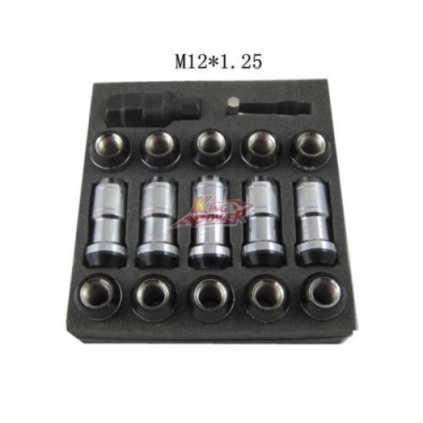 BLACK M12x1.25 STEEL EXTENDED DUST CAP LUG NUTS WHEEL RIMS TUNER WITH LOCK #2 image