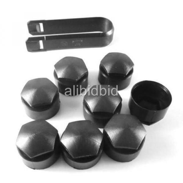 16x Black Locking Wheel Lug Bolt Center Nut Covers 21mm Caps +Tools For AUDI VW #2 image