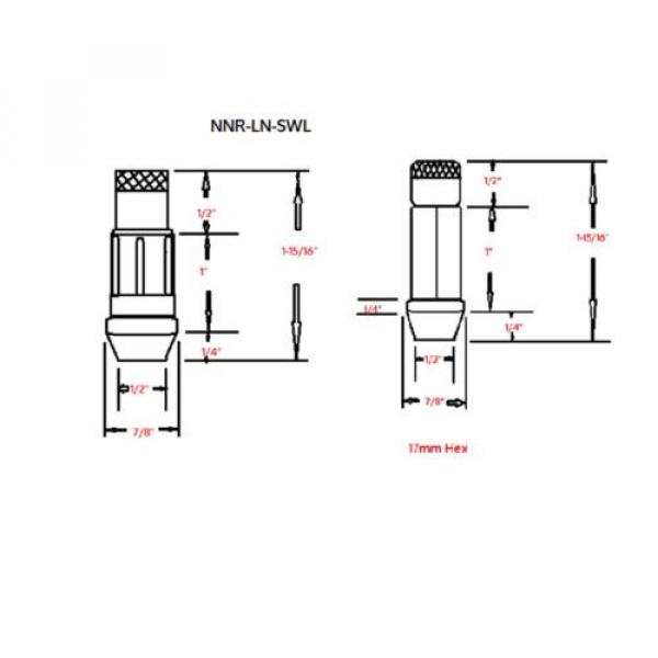 NNR Steel Extended Wheel Lug Nuts &amp; Locks Open Ended Red 49mm 12x1.5 20pcs #2 image