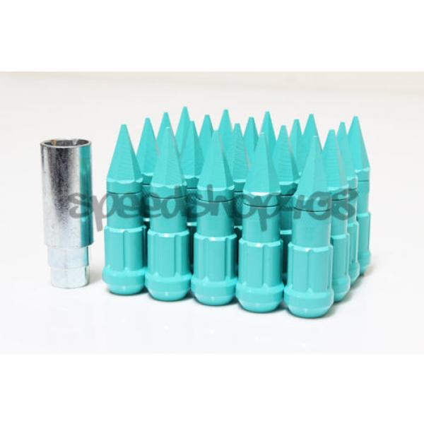 Z Racing Spike Tiffany Blue Lug Nuts Steel 12X1.5mm Extended Tuner Open Key #1 image