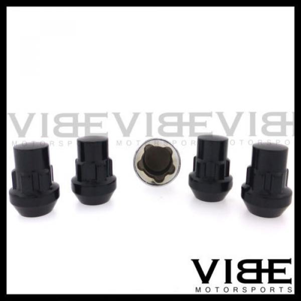 M12X1.5 12X1.5 EXT ACORN BLACK WHEEL LUG NUT LOCKS SET OF 4 WITH KEY #1 image