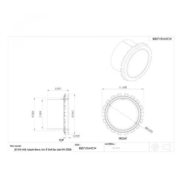 SKF SNW 44X8. Adapter Sleeve, Inch, 8&#034; Shaft  Used With 22200K Series Roller #5 image