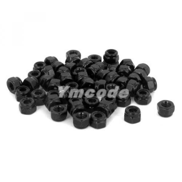 50pcs M3x0.5mm Black Zinc Plated Nylock Self-Locking Nylon Insert Hex Lock Nuts #2 image