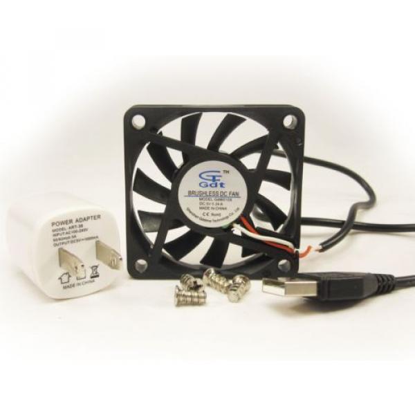 New 60mm 10mm Case Fan Kit 120VAC 13CFM USB A Adapter Cooling 8010 Sleeve 1439* #1 image