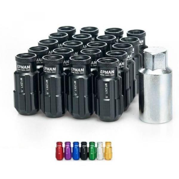 BLACK Tuner Anti-Theft Wheel Security Locking Lug Nuts 51mm M12x1.25 20pcs #1 image