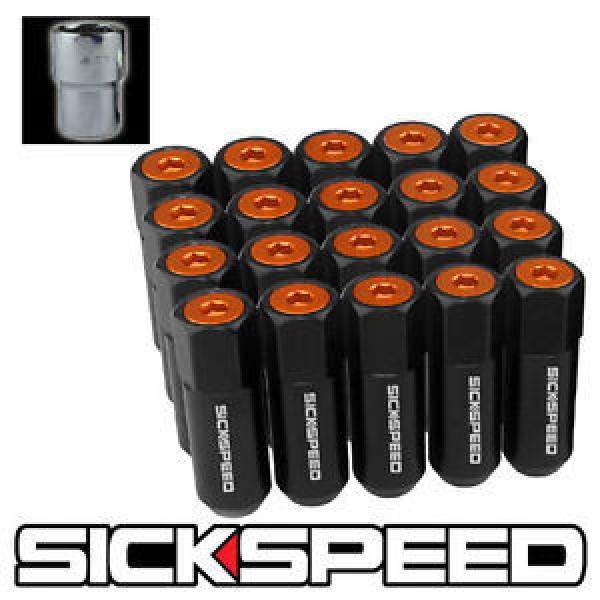 SICKSPEED 20 PC  BLACK/ORANGE CAPS ALUMINUM 60MM LOCKING LUG NUTS 12X1.25 L12 #1 image