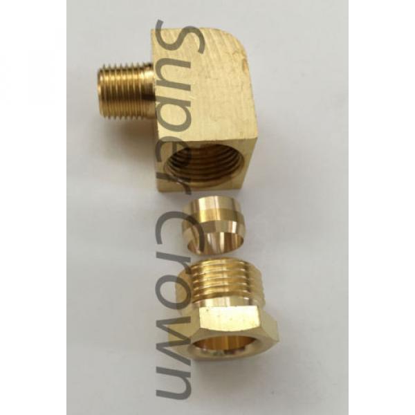 Elbow Pipe Brass Adapter Coupler Connector W/Ferrule Sleeve(M18*1.5 x PT1/4) Ф12 #1 image