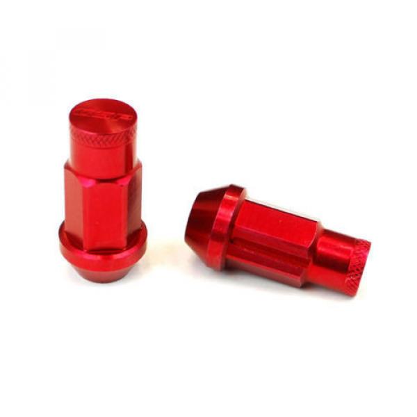 Type-4 50mm Wheel Rim Closed End Lug Nuts 20 PCS Set M12 X 1.5 RED w/ LOCK #2 image