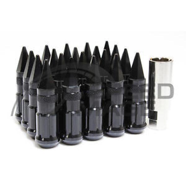 Z RACING BLACK DRAG SPIKE EXTENDED STEEL LUG NUTS OPEN SET 20 PCS KEY 12X1.5MM #1 image