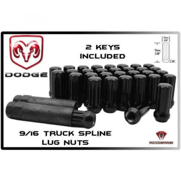 32 PC DODGE RAM 2500 3500 9/16 BLACK TRUCK SPLINE 2&#034; LOCKING LUG NUTS + 2 KEYS #1 image