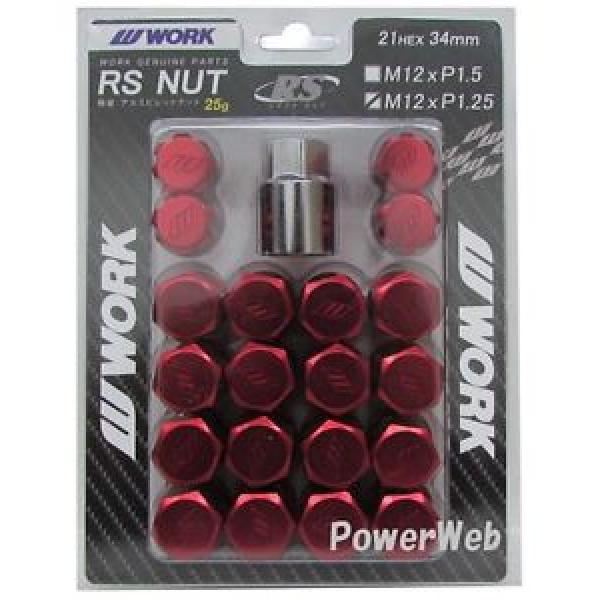 20P WORK Wheels RS nuts 21HEX M12 x P1.25 34mm 25g RED lock nut Japan Made #1 image