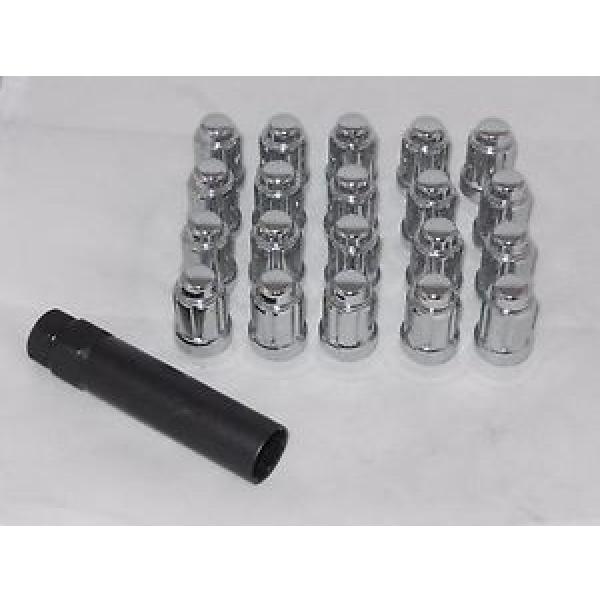 1/2&#034; CHROME ACORN SEAT SPLINE TUNER 6 SPLINE LOCK LUG NUT SET OF 20 AND (1) KEY #1 image