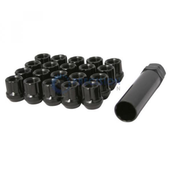 20pc 12x1.25 Spline Lug Nuts w/ Locking Key | Cone Seat | Short Open End | Black #2 image