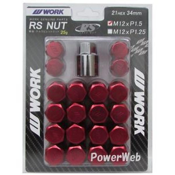 20P WORK Wheels RS nuts 21HEX M12 x P1.5 34mm 25g RED lock nut Japan Made #1 image