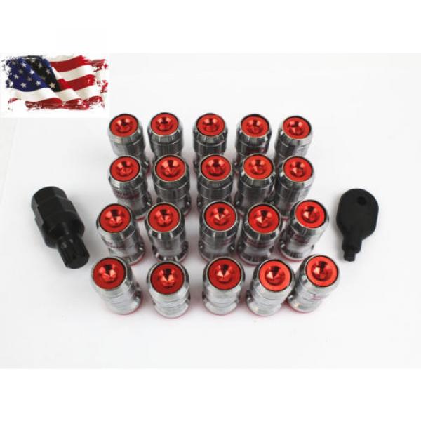 RED LUG NUTS Wheels Rims Tuner Steel Extended Dust CAP M12X1.25 With Lock #1 image