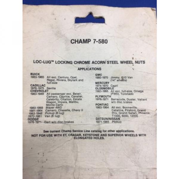 Champ 7/16 -20r Locking Wheel Nuts NOS #2 image