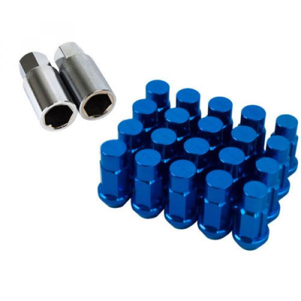 Type-4 50mm Wheel Rim Closed End Lug Nuts 20 PCS Set M12 X 1.5 BLUE w/ LOCK #1 image