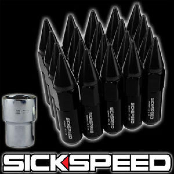 SICKSPEED 20 PC BLACK SPIKED ALUMINUM 60MM LOCKING LUG NUTS WHEELS 12X1.25 L12 #1 image