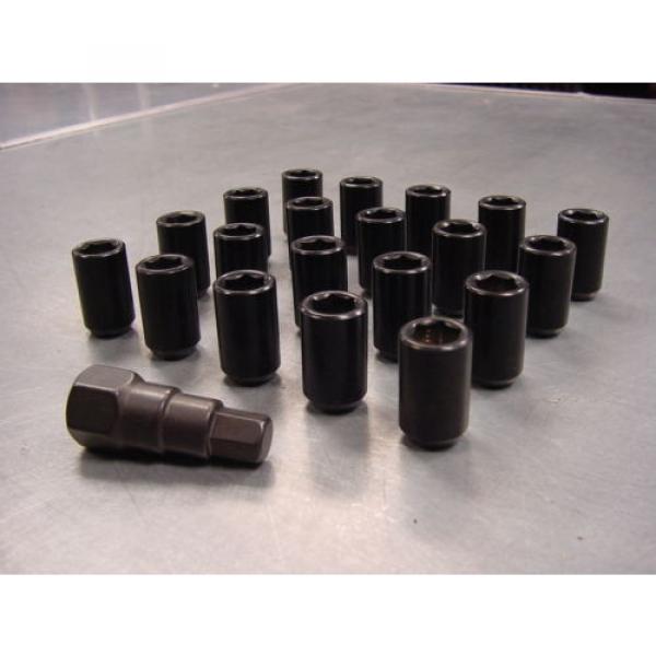 12x1.5 Steel Lug Nuts 16pc Set Black + Lock Key Tuner Toyota Honda Lexus Ford #2 image