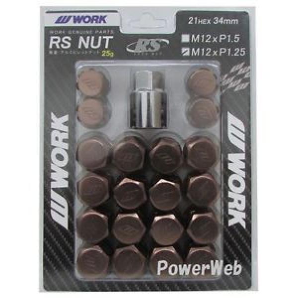 20P WORK Wheels RS nuts 21HEX M12 x P1.25 34mm 25g BROWN lock nut Japan Made #1 image