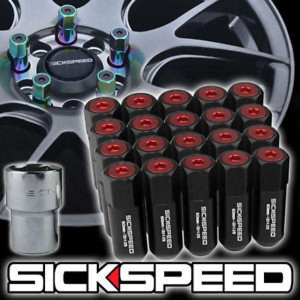 SICKSPEED 20 PC BLACK/RED CAPS ALUMINUM 60MM LOCKING LUG NUTS WHEELS 12X1.25 L12 #1 image