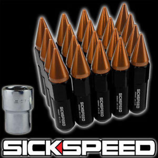 20 BLACK/ORANGE SPIKED ALUMINUM EXTENDED LOCKING 60MM LUG NUTS WHEELS 12X1.5 L07 #1 image