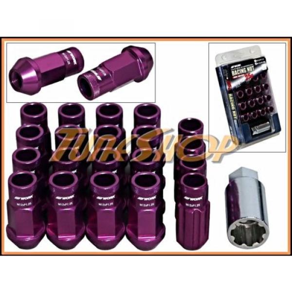 WORK RACING RS-R EXTENDED FORGED ALUMINUM LOCK LUG NUTS 12 X 1.25 PURPLE OPEN S #1 image