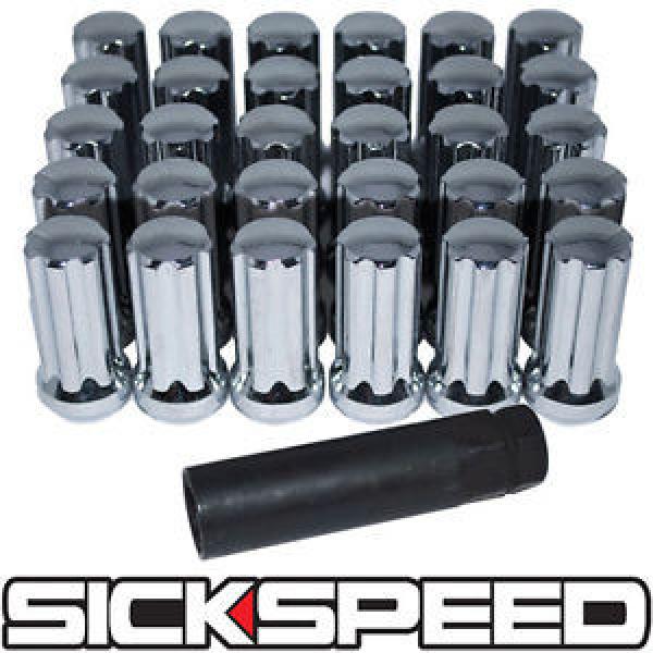 32 POLISHED 51MM SPLINE DRIVE LOCKING LUG NUTS W/ KEY FOR WHEELS 1/2X20 L24 #1 image