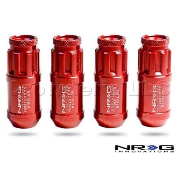 Set of 4 NRG 700 Series Lug Nut Lock w/ Dust Caps Red M12 x 1.25mm  LN-L71RD #1 image