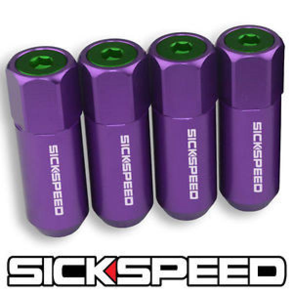 SICKSPEED 4 PC PURPLE/GREEN CAPPED ALUMINUM EXTENDED TUNER LUG NUTS 1/2x20 L25 #1 image