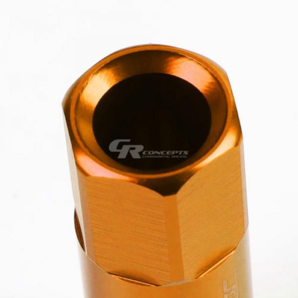 20X RACING RIM EXTENDED ACORN TUNER  WHEEL LOCK LUG NUTS+1X ADAPTER KEY ORANGE #3 image