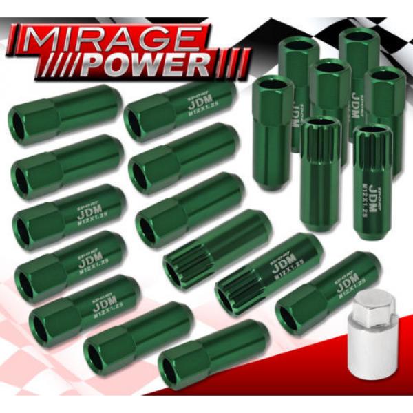 (20 PIECES) UNIVERSAL M12x1.25 ALUMINUM TUNER WHEEL LUG NUTS GREEN + LOCKING KEY #1 image