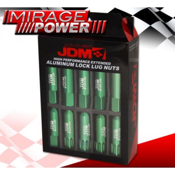 (20 PIECES) UNIVERSAL M12x1.25 ALUMINUM TUNER WHEEL LUG NUTS GREEN + LOCKING KEY #3 image