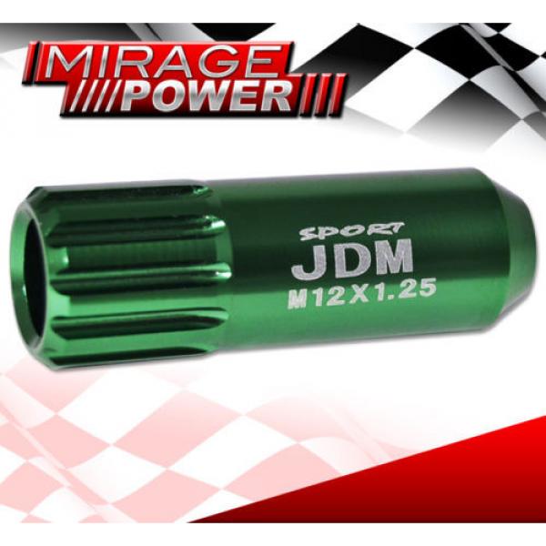 (20 PIECES) UNIVERSAL M12x1.25 ALUMINUM TUNER WHEEL LUG NUTS GREEN + LOCKING KEY #4 image