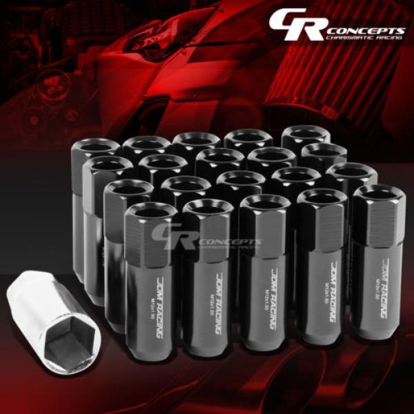 20X RACING RIM EXTENDED ACORN TUNER  WHEEL LOCK LUG NUTS+1X ADAPTER KEY BLACK #1 image