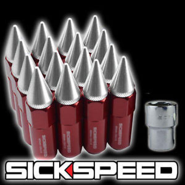 16 RED/POLISHED SPIKED ALUMINUM 60MM EXTENDED LOCKING LUG NUTS WHEELS 12X1.5 L16 #1 image
