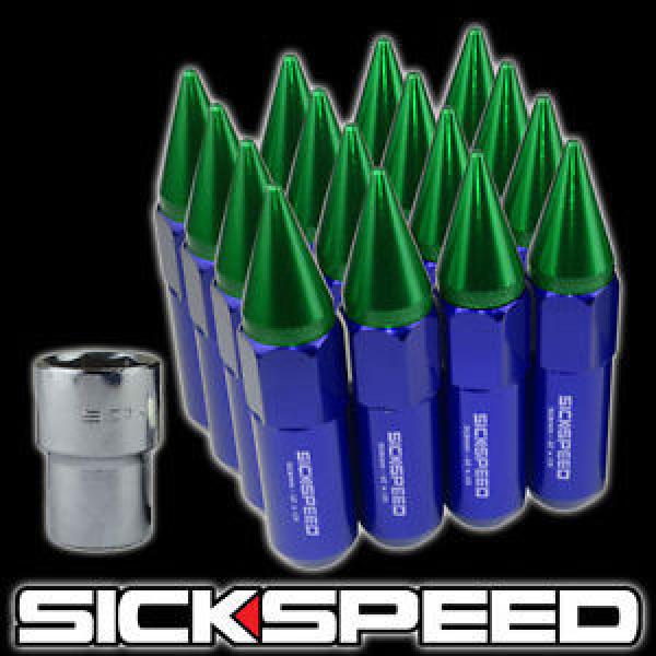 16 BLUE/GREEN SPIKE ALUMINUM EXTENDED 60MM LOCKING LUG NUTS WHEELS 12X1.5 L16 #1 image